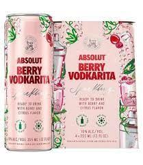 Absolut - Berry Vodkarita Sparkling Cocktail Cans (4 pack 355ml cans) (4 pack 355ml cans)
